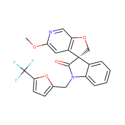 COc1cc2c(cn1)OC[C@]21C(=O)N(Cc2ccc(C(F)(F)F)o2)c2ccccc21 ZINC000043195163