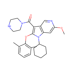 COc1cc2c(cn1)c(C(=O)N1CCNCC1)c(Oc1c(C)cccc1C)n2C1CCCCC1 ZINC000072181842