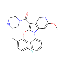 COc1cc2c(cn1)c(C(=O)N1CCNCC1)c(Oc1cc(F)ccc1C)n2-c1ccccc1 ZINC000072180207
