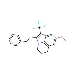 COc1cc2c3c(c1)c(C(F)(F)F)c(CCc1ccccc1)n3CCC2 ZINC000103256061