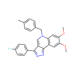 COc1cc2c3nnc(-c4ccc(F)cc4)c-3cn(Cc3ccc(C)cc3)c2cc1OC ZINC000002691344