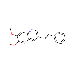 COc1cc2cc(/C=C/c3ccccc3)cnc2cc1OC ZINC000003834019