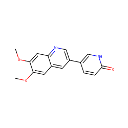 COc1cc2cc(-c3ccc(=O)[nH]c3)cnc2cc1OC ZINC000009633633