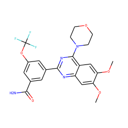 COc1cc2nc(-c3cc(OC(F)(F)F)cc(C(N)=O)c3)nc(N3CCOCC3)c2cc1OC ZINC000299860325