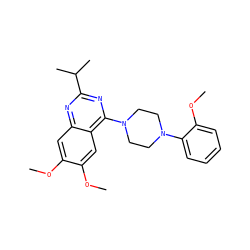 COc1cc2nc(C(C)C)nc(N3CCN(c4ccccc4OC)CC3)c2cc1OC ZINC000096284507