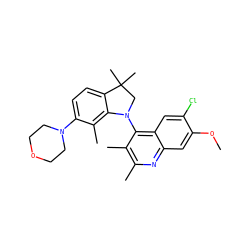COc1cc2nc(C)c(C)c(N3CC(C)(C)c4ccc(N5CCOCC5)c(C)c43)c2cc1Cl ZINC000118093923