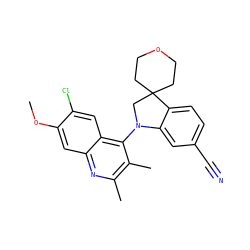 COc1cc2nc(C)c(C)c(N3CC4(CCOCC4)c4ccc(C#N)cc43)c2cc1Cl ZINC000118094696