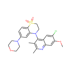 COc1cc2nc(C)c(C)c(N3CCS(=O)(=O)c4ccc(N5CCOCC5)cc43)c2cc1Cl ZINC000118095670