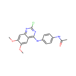 COc1cc2nc(Cl)nc(Nc3ccc(NC(C)=O)cc3)c2cc1OC ZINC000011756283