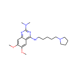 COc1cc2nc(N(C)C)nc(NCCCCCN3CCCC3)c2cc1OC ZINC000299827441
