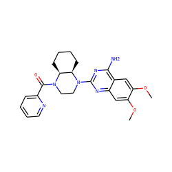 COc1cc2nc(N3CCN(C(=O)c4ccccn4)[C@H]4CCCC[C@H]43)nc(N)c2cc1OC ZINC000028713899