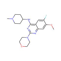 COc1cc2nc(N3CCOCC3)nc(NC3CCN(C)CC3)c2cc1F ZINC001772604080