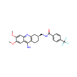 COc1cc2nc3c(c(N)c2cc1OC)CC[C@H](CNC(=O)c1ccc(C(F)(F)F)cc1)C3 ZINC000013528646