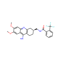 COc1cc2nc3c(c(N)c2cc1OC)CC[C@H](CNC(=O)c1ccccc1C(F)(F)F)C3 ZINC000013528640