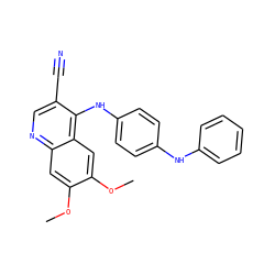 COc1cc2ncc(C#N)c(Nc3ccc(Nc4ccccc4)cc3)c2cc1OC ZINC000029209772