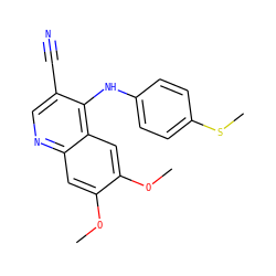COc1cc2ncc(C#N)c(Nc3ccc(SC)cc3)c2cc1OC ZINC000029213242