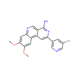 COc1cc2ncc3c(N)nc(-c4cncc(Br)c4)cc3c2cc1OC ZINC000045255628