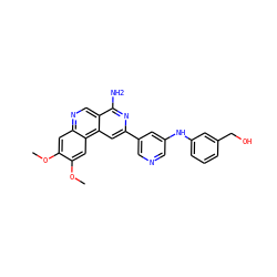 COc1cc2ncc3c(N)nc(-c4cncc(Nc5cccc(CO)c5)c4)cc3c2cc1OC ZINC000045259237