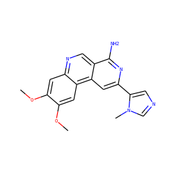 COc1cc2ncc3c(N)nc(-c4cncn4C)cc3c2cc1OC ZINC000045261397