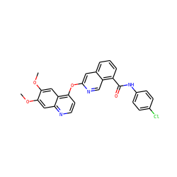 COc1cc2nccc(Oc3cc4cccc(C(=O)Nc5ccc(Cl)cc5)c4cn3)c2cc1OC ZINC000029134632
