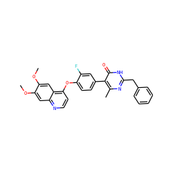 COc1cc2nccc(Oc3ccc(-c4c(C)nc(Cc5ccccc5)[nH]c4=O)cc3F)c2cc1OC ZINC000036488963