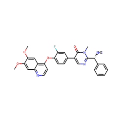 COc1cc2nccc(Oc3ccc(-c4cnc([C@H](N)c5ccccc5)n(C)c4=O)cc3F)c2cc1OC ZINC000036489455
