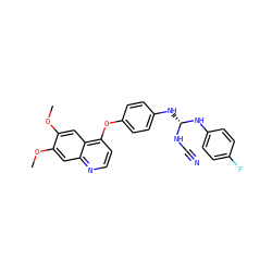 COc1cc2nccc(Oc3ccc(N[C@@H](NC#N)Nc4ccc(F)cc4)cc3)c2cc1OC ZINC000028122537