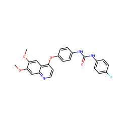 COc1cc2nccc(Oc3ccc(NC(=O)Nc4ccc(F)cc4)cc3)c2cc1OC ZINC000013610068