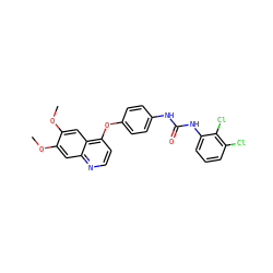 COc1cc2nccc(Oc3ccc(NC(=O)Nc4cccc(Cl)c4Cl)cc3)c2cc1OC ZINC000013610145