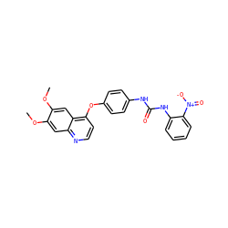 COc1cc2nccc(Oc3ccc(NC(=O)Nc4ccccc4[N+](=O)[O-])cc3)c2cc1OC ZINC000013610097