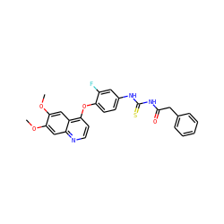 COc1cc2nccc(Oc3ccc(NC(=S)NC(=O)Cc4ccccc4)cc3F)c2cc1OC ZINC000001491420