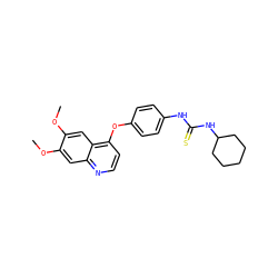 COc1cc2nccc(Oc3ccc(NC(=S)NC4CCCCC4)cc3)c2cc1OC ZINC000013684345