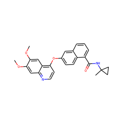 COc1cc2nccc(Oc3ccc4c(C(=O)NC5(C)CC5)cccc4c3)c2cc1OC ZINC000029133919