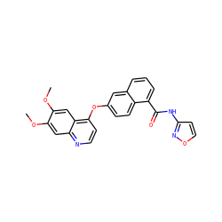COc1cc2nccc(Oc3ccc4c(C(=O)Nc5ccon5)cccc4c3)c2cc1OC ZINC000029134049
