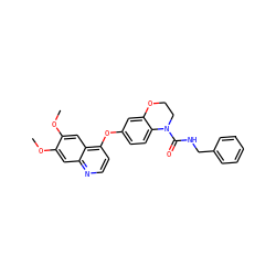 COc1cc2nccc(Oc3ccc4c(c3)OCCN4C(=O)NCc3ccccc3)c2cc1OC ZINC000029134304