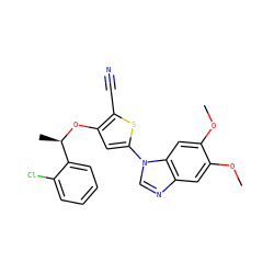 COc1cc2ncn(-c3cc(O[C@H](C)c4ccccc4Cl)c(C#N)s3)c2cc1OC ZINC000035998102