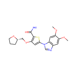 COc1cc2ncn(-c3cc(OC[C@@H]4CCCO4)c(C(N)=O)s3)c2cc1OC ZINC000040576687