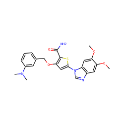 COc1cc2ncn(-c3cc(OCc4cccc(N(C)C)c4)c(C(N)=O)s3)c2cc1OC ZINC000040914646