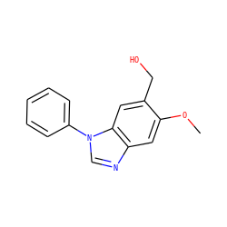COc1cc2ncn(-c3ccccc3)c2cc1CO ZINC000003832252