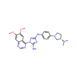 COc1cc2ncnc(-n3nc(Nc4ccc(N5CC[C@H](N(C)C)C5)cc4)nc3N)c2cc1OC ZINC000143738022