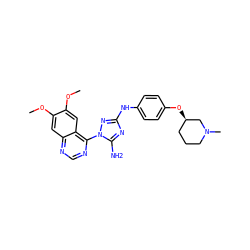 COc1cc2ncnc(-n3nc(Nc4ccc(O[C@@H]5CCCN(C)C5)cc4)nc3N)c2cc1OC ZINC000140330119