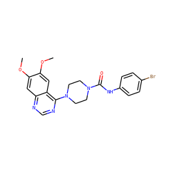 COc1cc2ncnc(N3CCN(C(=O)Nc4ccc(Br)cc4)CC3)c2cc1OC ZINC000001489713