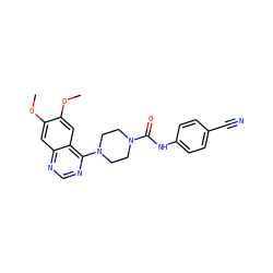 COc1cc2ncnc(N3CCN(C(=O)Nc4ccc(C#N)cc4)CC3)c2cc1OC ZINC000001488876