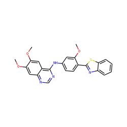COc1cc2ncnc(Nc3ccc(-c4nc5ccccc5s4)c(OC)c3)c2cc1OC ZINC000040914749
