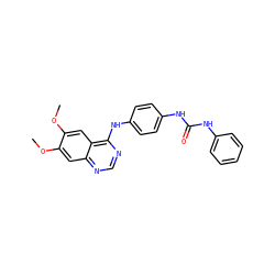 COc1cc2ncnc(Nc3ccc(NC(=O)Nc4ccccc4)cc3)c2cc1OC ZINC000071316366