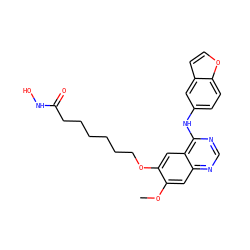 COc1cc2ncnc(Nc3ccc4occc4c3)c2cc1OCCCCCCC(=O)NO ZINC000059150919