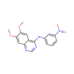 COc1cc2ncnc(Nc3cccc([N+](=O)[O-])c3)c2cc1OC ZINC000000016979
