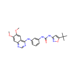 COc1cc2ncnc(Nc3cccc(NC(=O)Nc4cc(C(C)(C)C)on4)c3)c2cc1OC ZINC000072181558