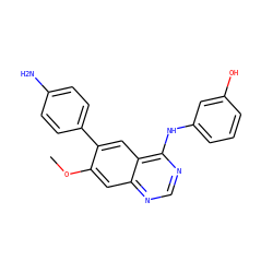 COc1cc2ncnc(Nc3cccc(O)c3)c2cc1-c1ccc(N)cc1 ZINC000143079204