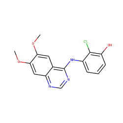COc1cc2ncnc(Nc3cccc(O)c3Cl)c2cc1OC ZINC000653717876